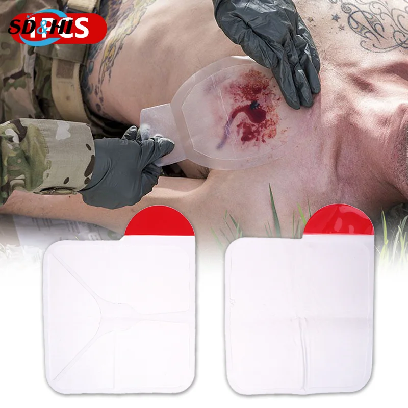 Portable Square Medical Chest Seal Vented Dressing Bandage First Aid Kit Rescue Chest Seal Outdoor Emergency Medical Tool