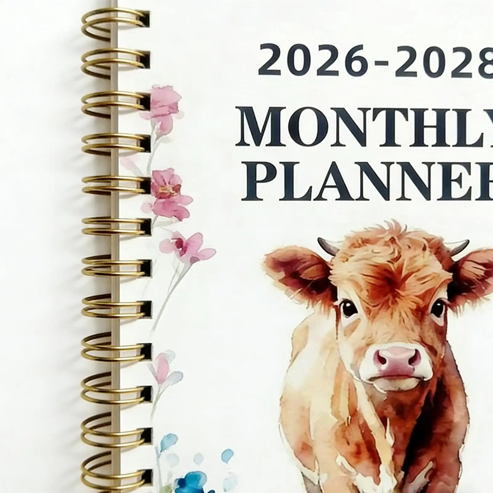 Calendar Planner 2026-2028 Cow Pattern Notebook 3 Year Agenda Notebook For Teacher Kids Student College Desk Work Offices Home