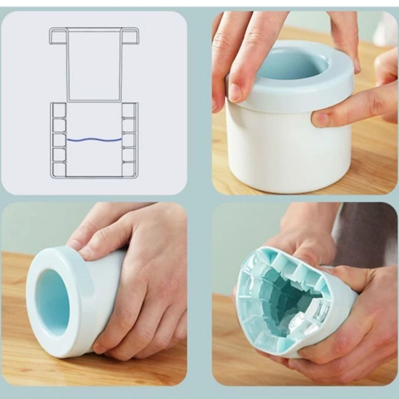 2PCS DIY Silicone Round Ice Cube Mold Ice Bucket Homemade Refrigerator Freeze Ice Maker Creative Ice Cube Mold Barware Tools