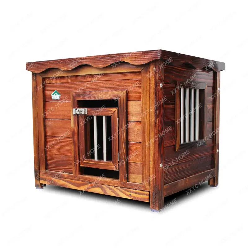 Wooden Dog House Winter Kennel Balcony Removable and Washable Solid Wood Warm Kennel  House Pet Dog House  Villa