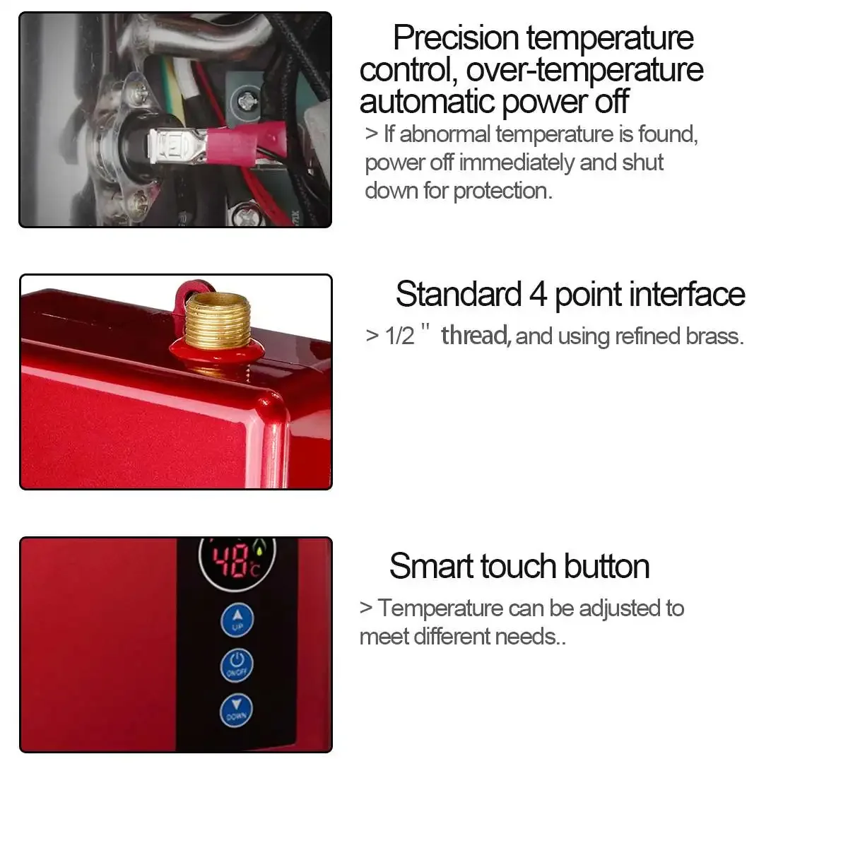 US/EU Plug 4000W Electric Tankless Instant Hot Water Heater Kitchen Bathroom Shower Sink Tap Thermostat