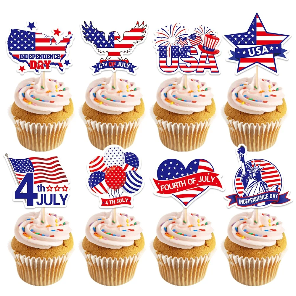 

New USA Independence Day Cake Toppers Patriotic Star Decorations for Party Dessert Table