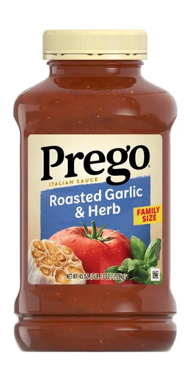 Salsa espagueti de ajo asado y hierbas Prego, tarro de 45 oz