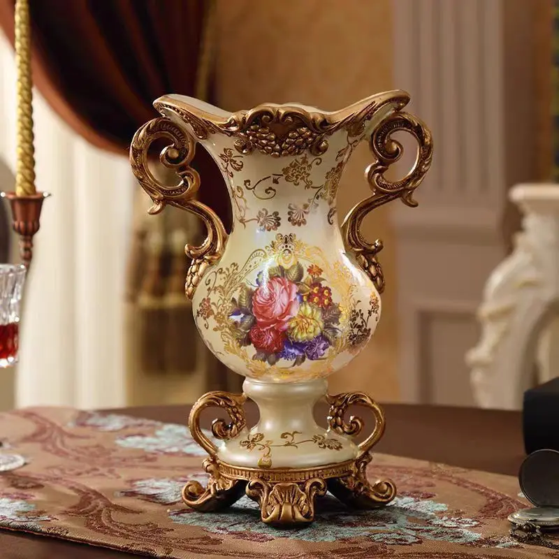 

30 см европейская ваза из смолы, стереоскопическая композиция из сушеных цветов, качающаяся тарелка, украшения для входа в гостиную, украшения для дома