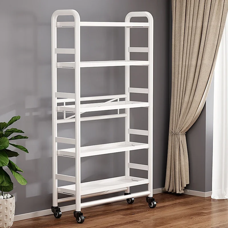 Carbon steel multilayer plate children white portable bookshelves with wheels corner storage bookshelf plant stand utility shelf