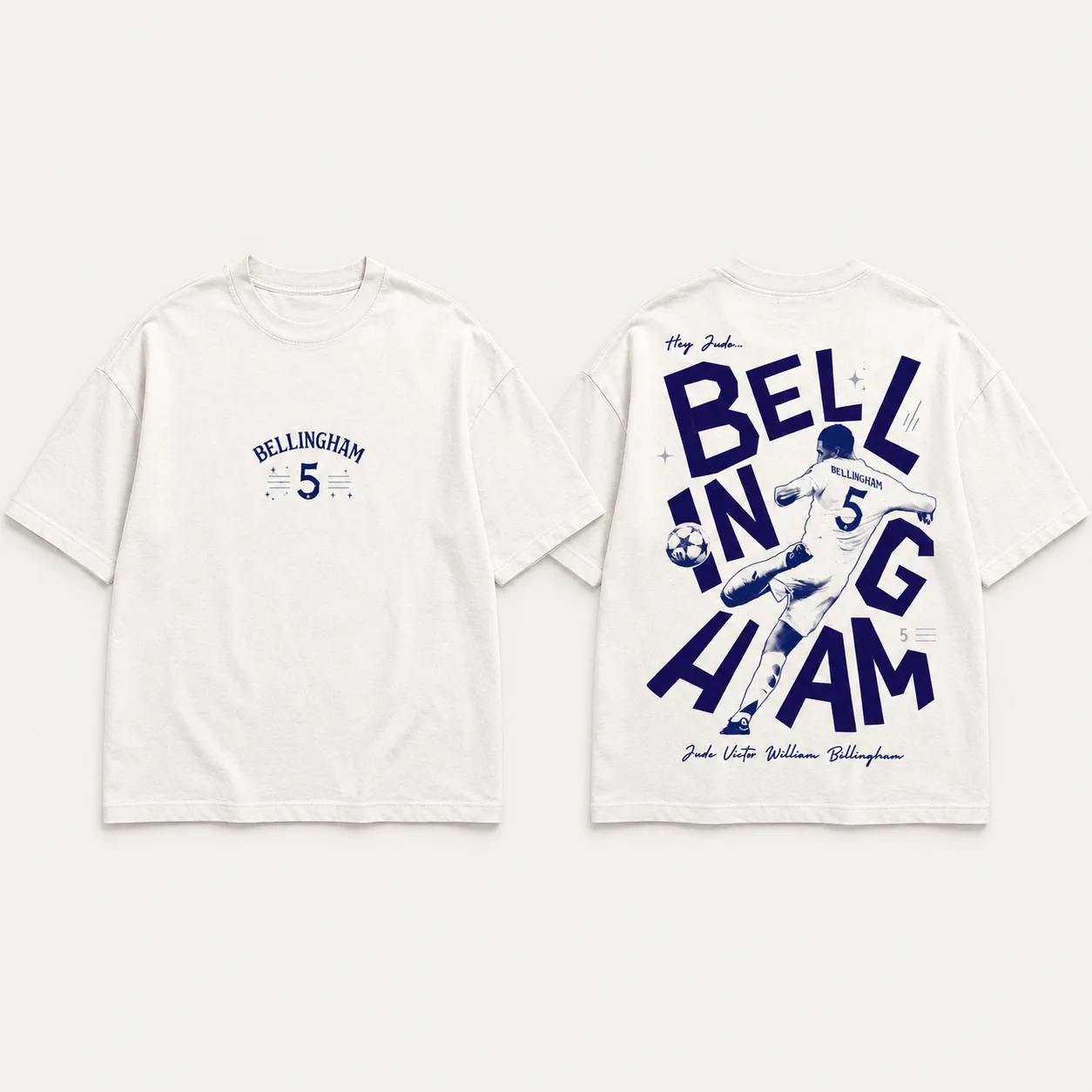 Jude Bellingham Nr. 5 Fußballspieler Grafik T-Shirt für Männer und Frauen, beidseitig bedrucktes Kurzarm-T-Shirt, lässiges Fußball-T-Shirt – Detail 8