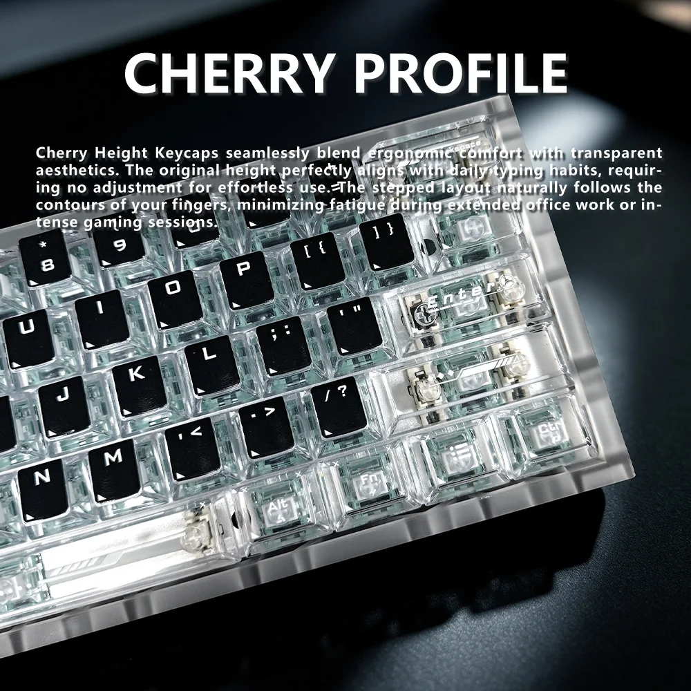 Vintage Replica Black White Mixed PC Full Transparent Keycaps RGB Backlit Custom Keycaps Fit 60% 75% TKL 96% Mechanical Keyboard