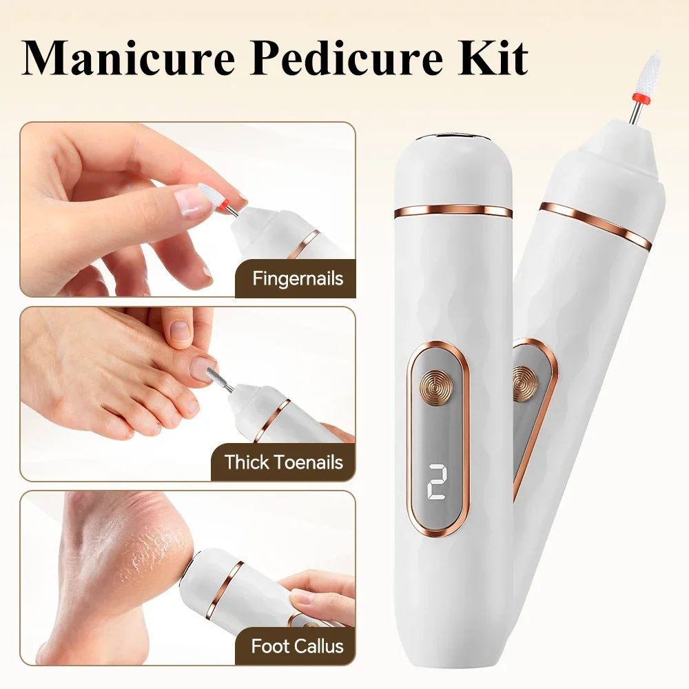 

2 in 1 Cordless Manicure Pedicure Kit & Foot Callus Remover Electric Nail Drill Kit Professional Portable Nail Grinder for Nail