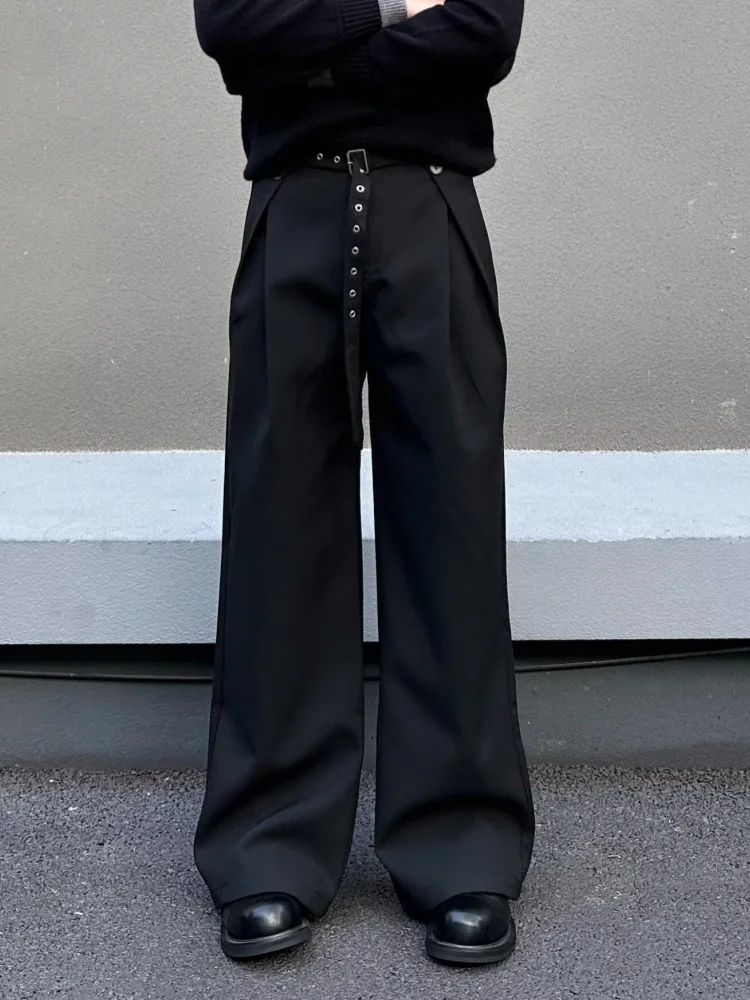 

Ropa Y2K 2021, модные однотонные плиссированные мешковатые костюмные брюки для мужчин, одежда с широкими штанинами, прямые длинные брюки Moda Hombre