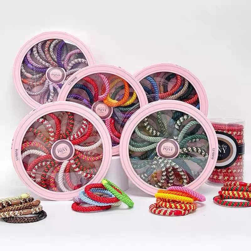 18 pz/scatola moda elastica knekki elastici per capelli per le donne colorato cravatta per capelli ragazza knekkie corda per capelli knekki haar elastiek regalo