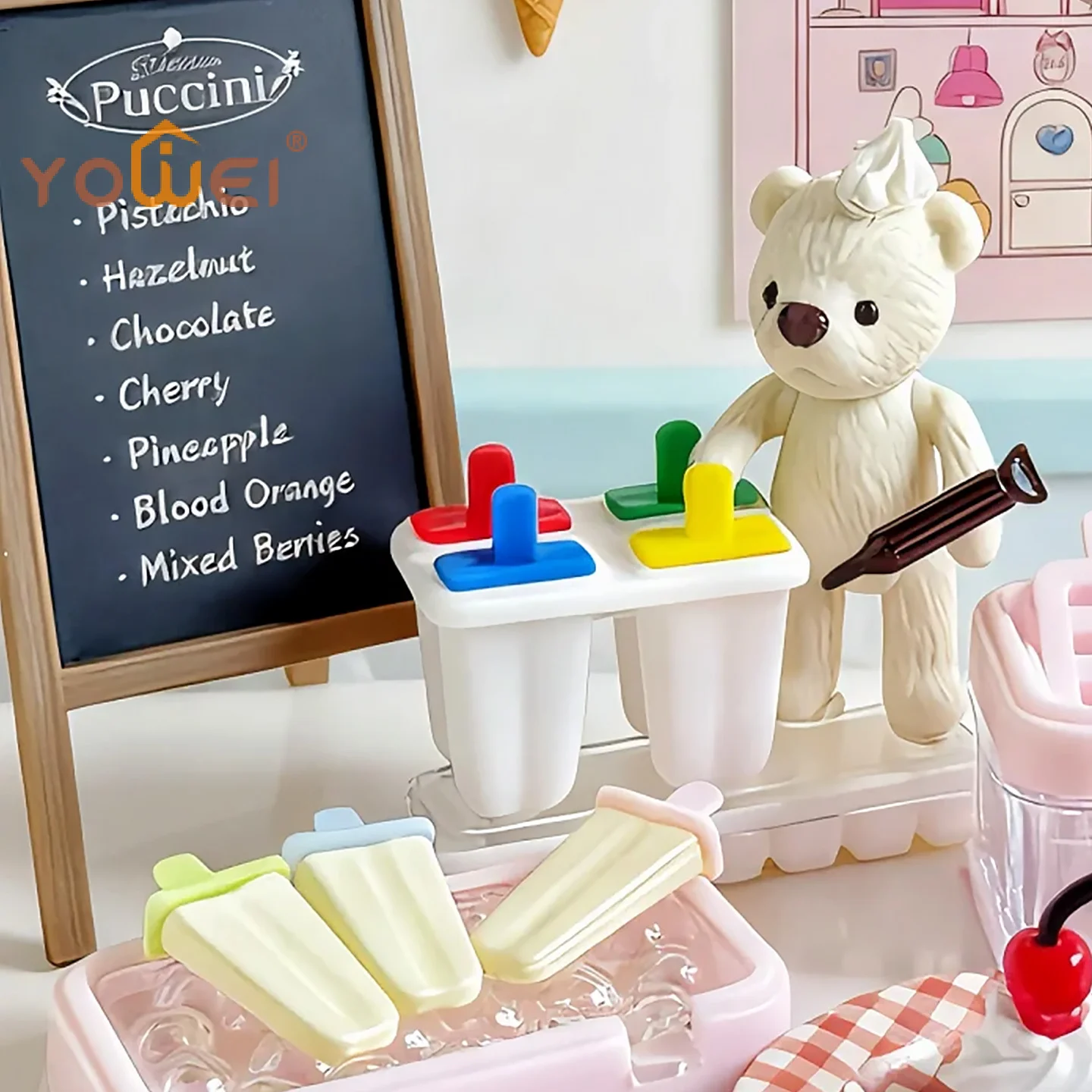 ชุดของตกแต่งรูปไอศกรีมแท่งขนาดเล็ก สำหรับตกแต่งบ้านตุ๊กตา DIY อาหารจำลอง