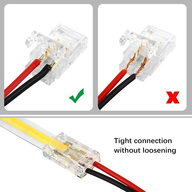2pin 8 مللي متر COB LED قطاع إلى قطاع LED موصلات قطاع إلى سلك اتصال لحام تمديد لأضواء قطاع COB LED 8 مللي متر
