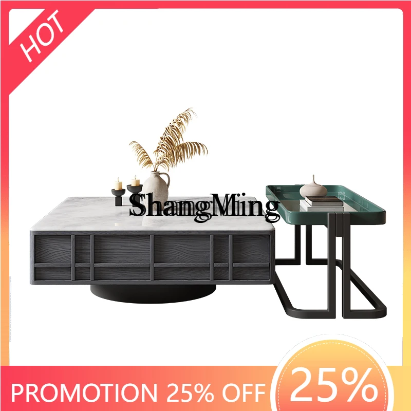 

ZYY minimalist technology stone coffee living room household apartment light luxury high-end storage square coffee table