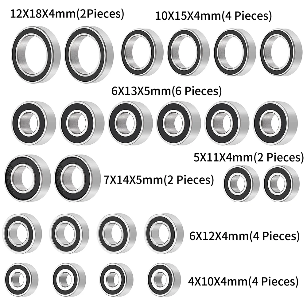 YEAHRUN 24 個ゴム密封ベアリングキット 1/10 TRX-4 スポーツ RC カーアップグレードパーツ用