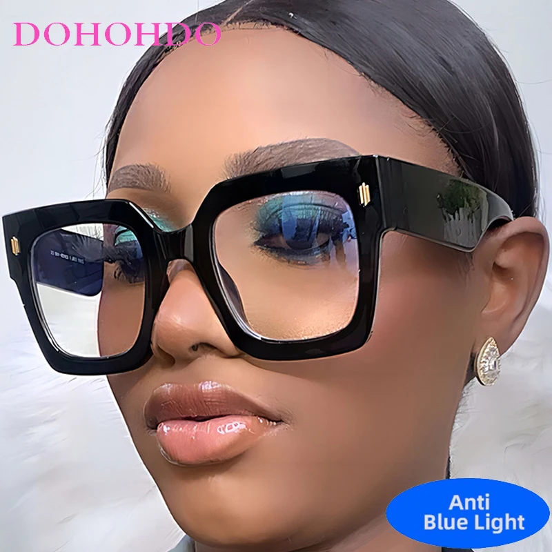 

Oversized Square Rice Nail Anti-Blue Light Glasses Men Women Fashion Luxury Computer For Office Work Protection Optical Eyeglass