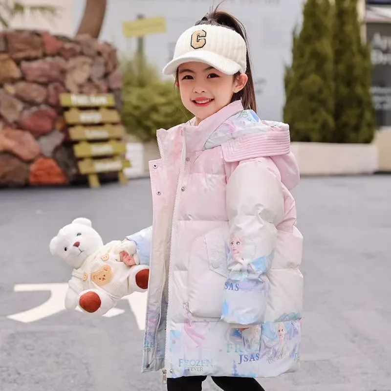 Hasbro Disney Princess Elsa Anime Peripheral Cartoon Children\'s Down Jacket Kawaii Disposable Children\'s Jacket Gift Wholesale