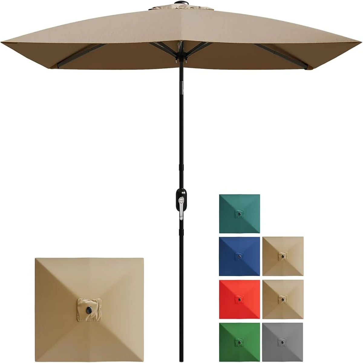 

10x6.5ft Rectangular Outdoor Patio Umbrella, Outdoor Table Umbrella with Crank & Push Button Tilt for Garden, Deck & Lawn