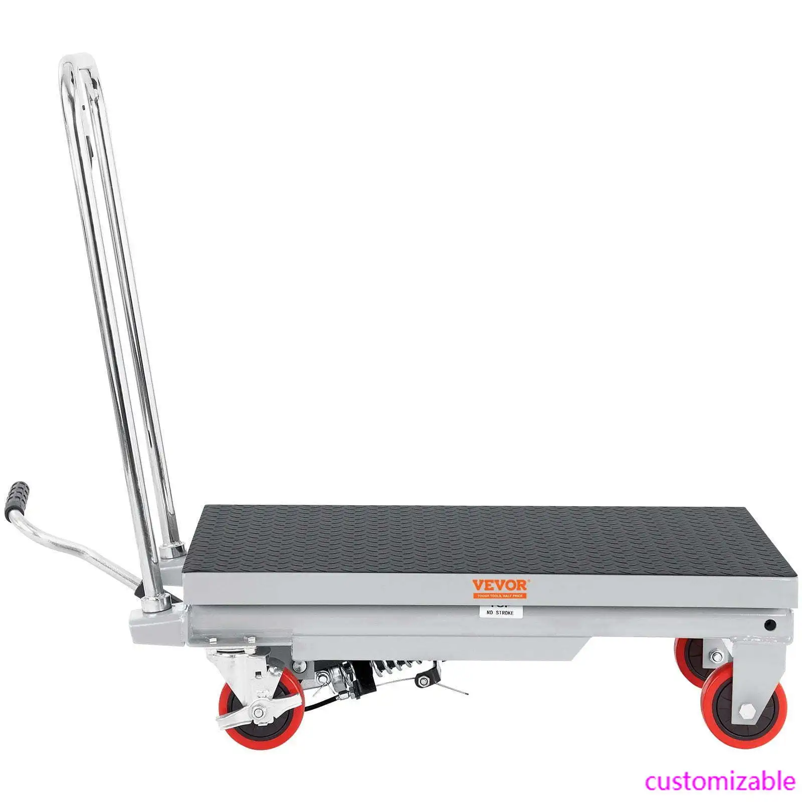 

Тележка с гидравлическим подъемным столом, вместимость 500 фунтов, высота подъема 28,5 дюйма, ручной одиночный ножничный подъемный стол с 4 колесами и нескользящей подушкой