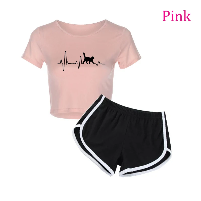 Summer Two Piece Shorts Set Women Sportswear T-Shirts and Shorts Ladies Casual Pullover Short Sleeve T-Shirt Casual Tracksuit
