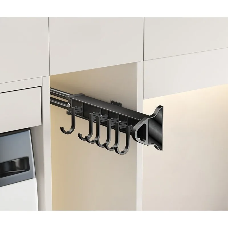 

Pull-out hook telescopic slide, household storage track, side-mounted coat hook
