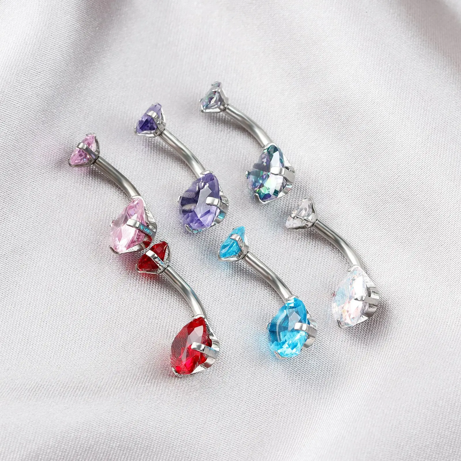 Love zircon belly button ring  piercing jewelry navel rings seamoonpiercing