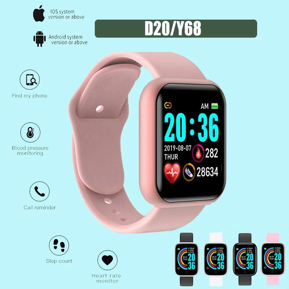 

Smart Watch Men Y68 Bluetooth Sport Alarm Clock Heart Rate Sleep Womens Watch Wristwatches For IOS Android Relogio Inteligente