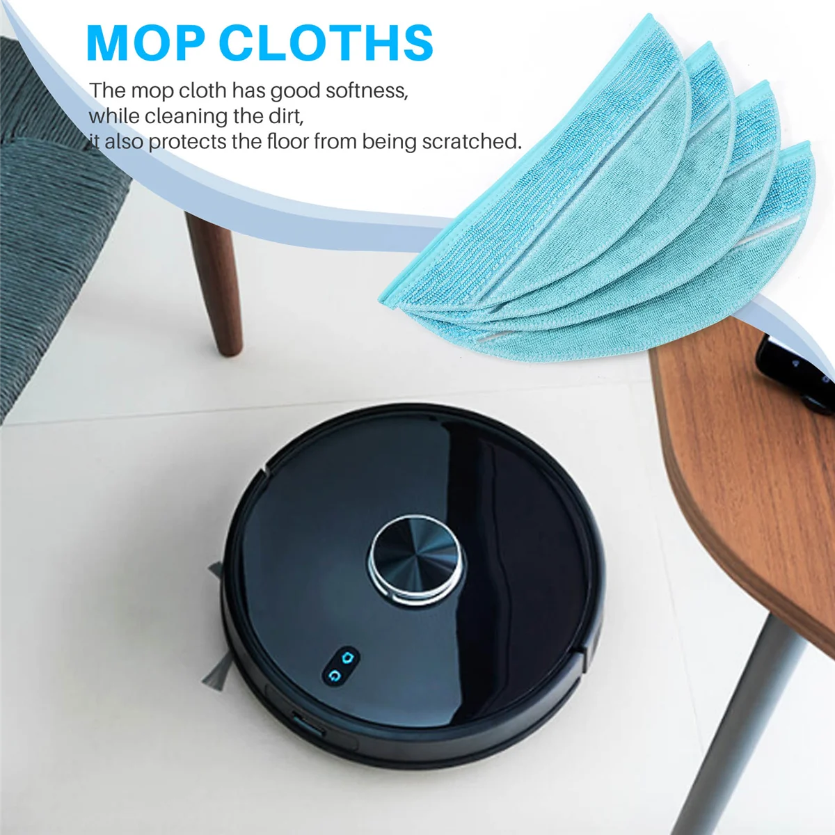 로봇 진공 청소기 부품, Cecotec Conga Ultra 2290 액세서리, 걸레 천 4 개