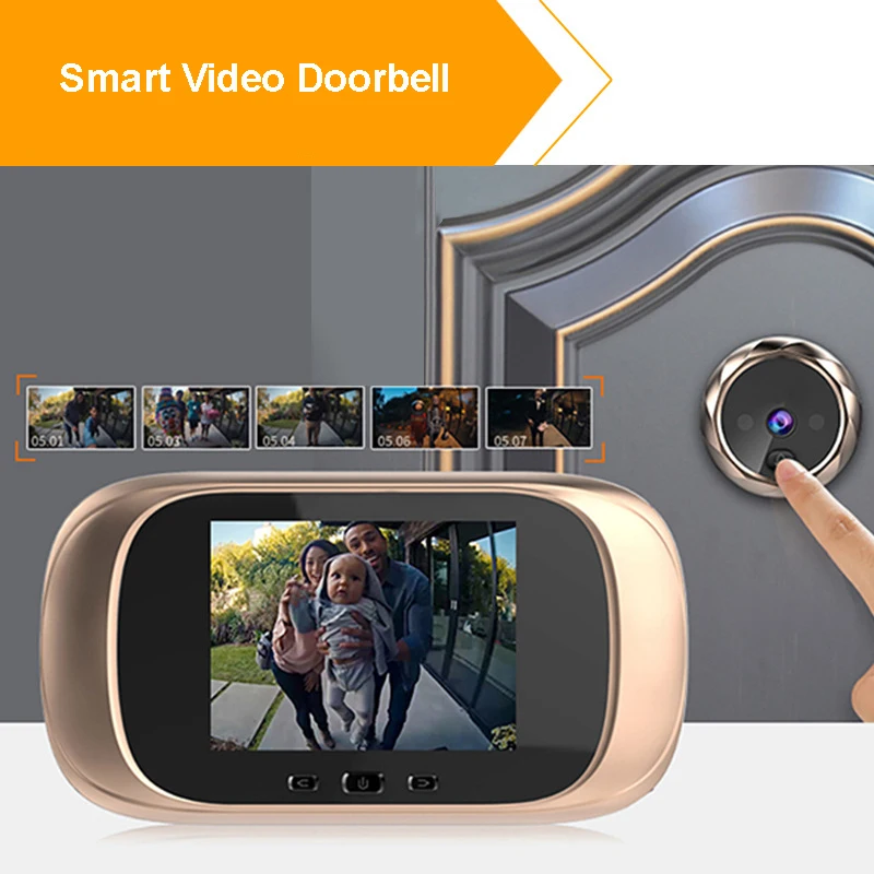 Smart Video WiFi Doorbell Intercom System with Camera Unlock Talk Video Digital Peephole HD Door Phone Video Intercom for Home