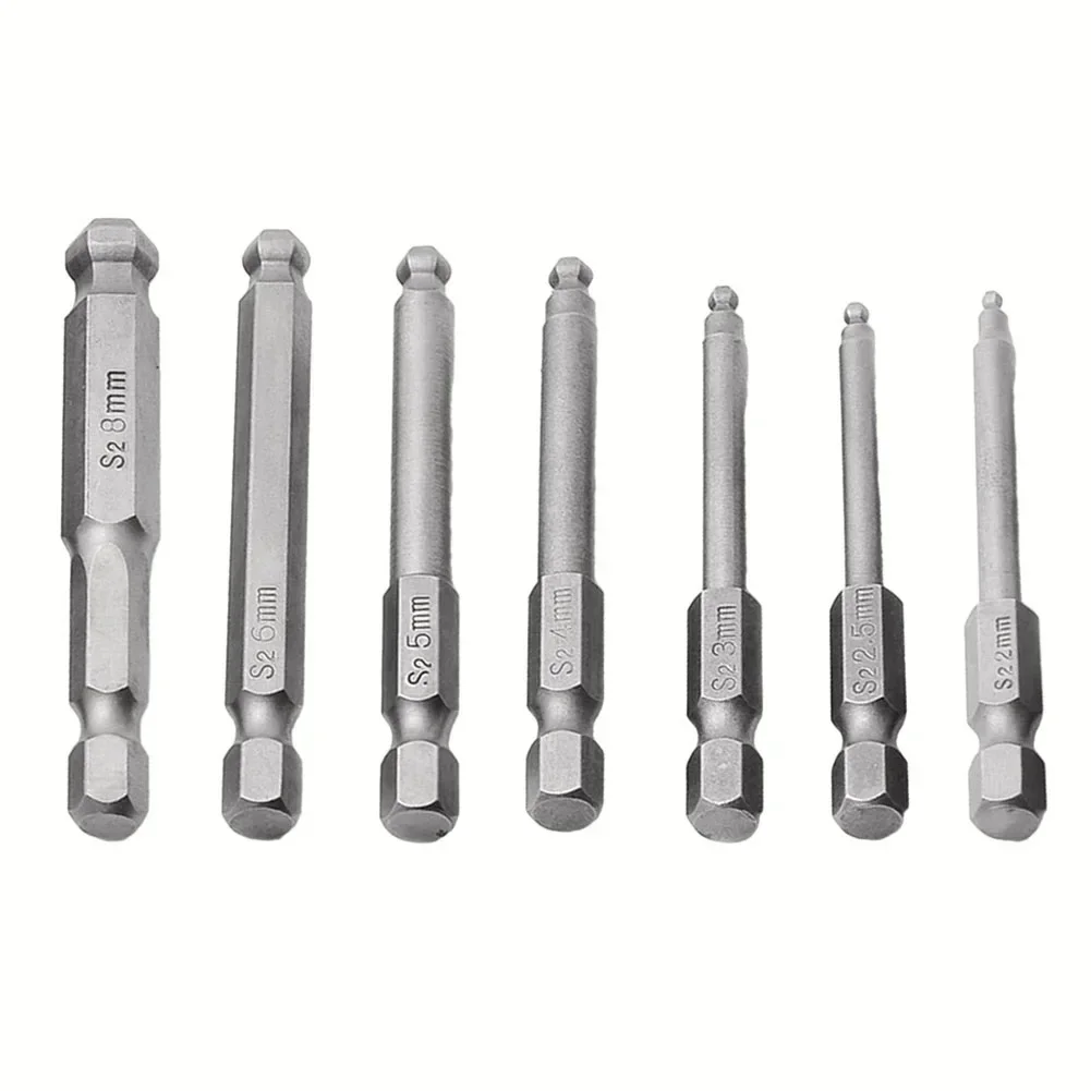 Chave de fenda Bit for Nutdrivers, 65mm, Ball Head, Hexagon End, Head Hex, Magnetic Ball Screwdriver Bits, Ferramentas manuais, 1Pc