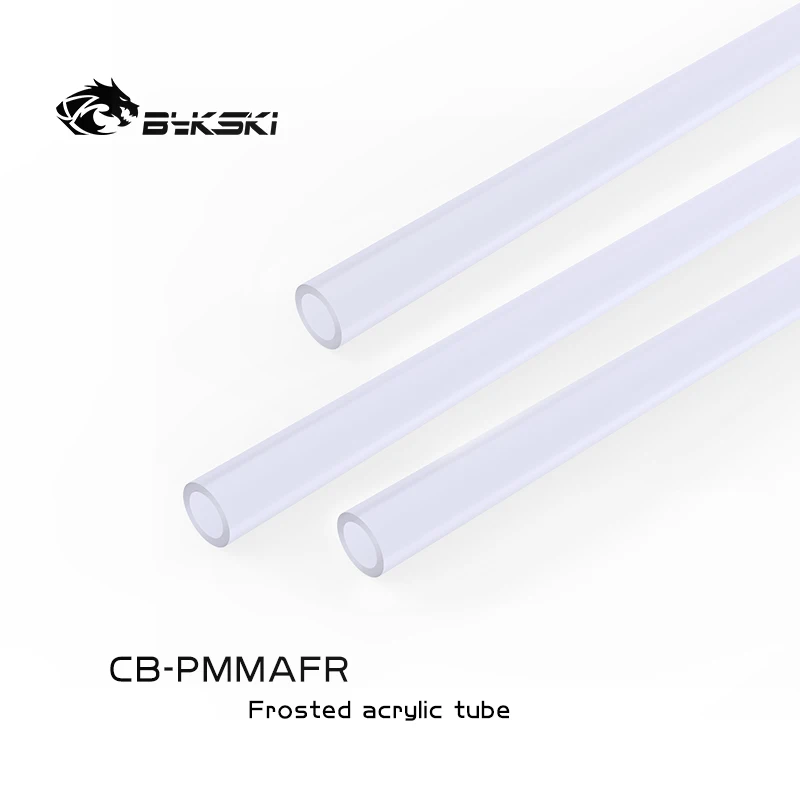 Bykski Acrylic Matte Water Pipe, 12mm 14mm 16mm Frosted PMMA Rigid Tube 500mmX1,Water Cooling Tubing, CB-PMMAFR