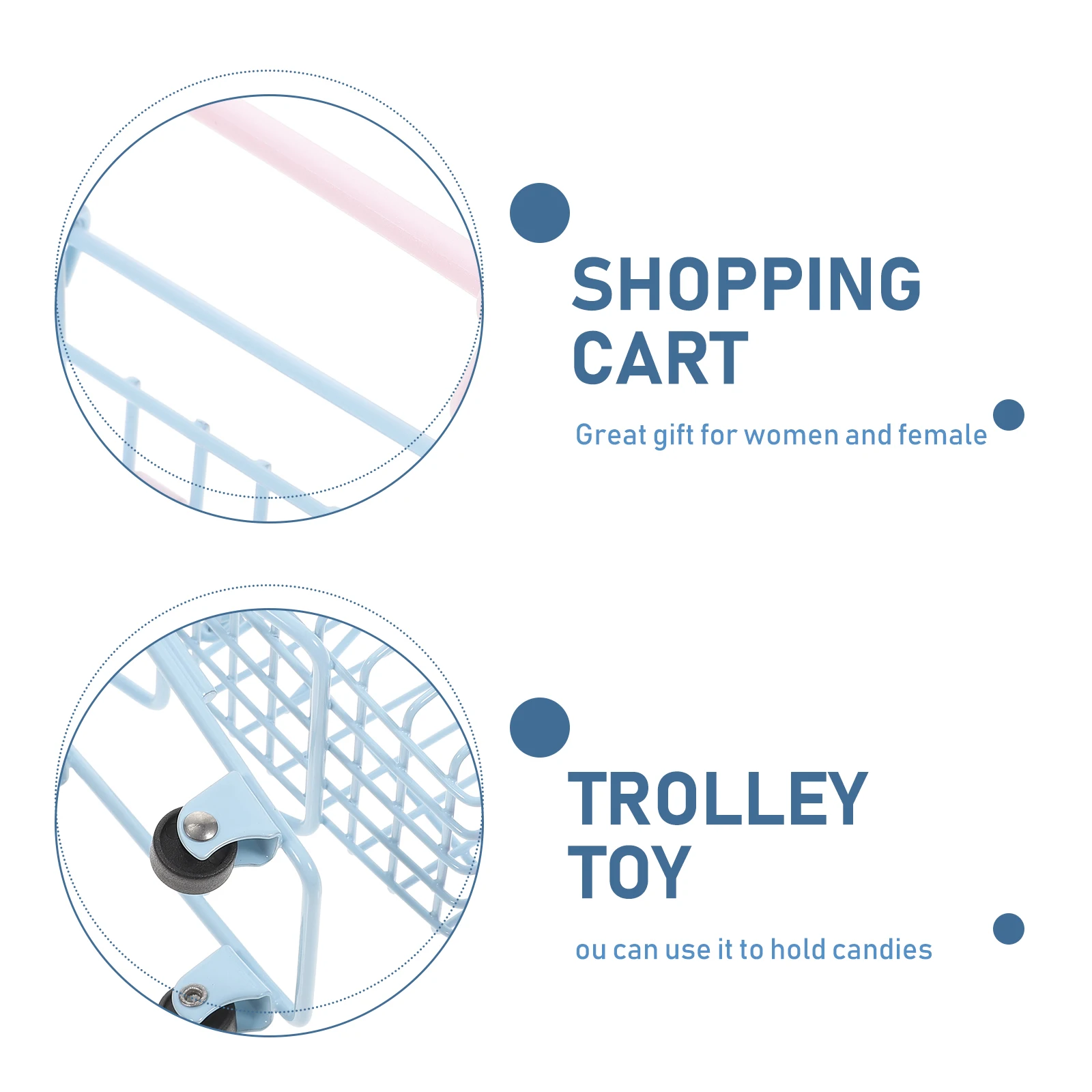 

Mini Shopping Small Supermarket Trolley Toy Shopping Trolley Toy Desk Storage Iron Blue Cotton Candy Practical