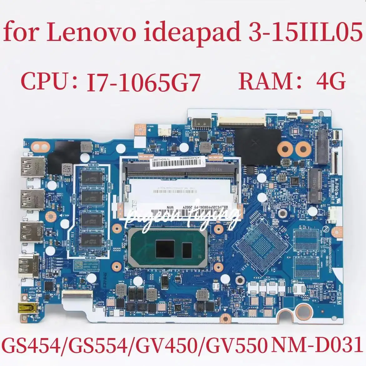 NM-D031 Mainboard for Ideapad 3-15IIL05 Laptop Motherboard CPU:I7-1065G7 RAM:4G FRU:5B21B36568 5B21B36570 5B21B36571 5B20S4428