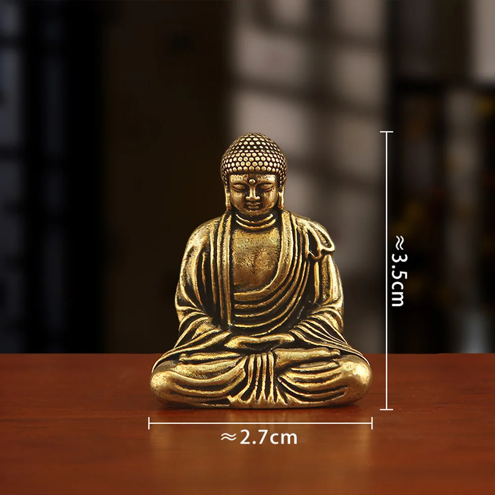 Mini-Messingstatue des Tathagata-Buddhas, buddhistisches Mahāvairocana-Idol, Kunsthandwerk, Feng-Shui-Glücksbringer, Dekoration für Auto, Möbel und Zuhause – Detail 1