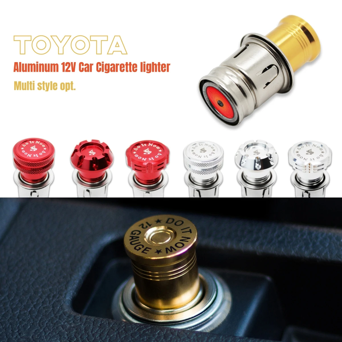 Aluminum 12V Car Cigarette lighter For Toyota COROLLA RAV4 Camry Hilux Croos Highlander YARIS Tacoma  cars accessories