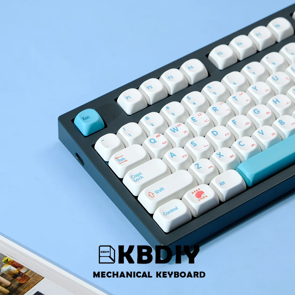 KBDiy PBT Sushi Keycap KOA Profile Japanese Korean Keycaps ISO 7u MAC White 138 Keys Caps for GMK67 Mechanical Game Keyboards