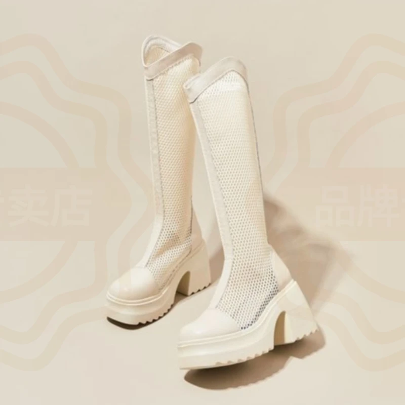 2026 New Arrival Women's Shoes Elegant Air Mesh Summer Boots for Woman Fashion Platform Knight Boots Designer Shoes Botas Mujer