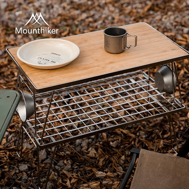 MOUNTAINHIKER Outdoor Stainless Steel Mesh Table Foldable Ultra-Light Portable Camping Folding Tables 60cm Table Board 캠핑테이블초경량