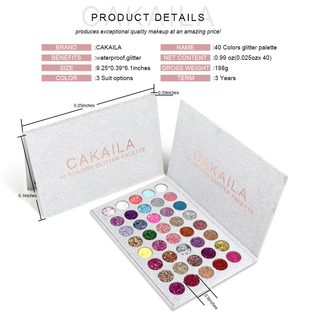 CAKAILA 40 Colors Eyeshadow Palette Makeup Smoky Lasting Waterproof Glitter Natural Shimmer Pigments Eye Shadow Pallet Cosmetics