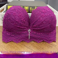 Thickened Bra for Women, Super Thick 9cm, Sexy Lace, Small Chest Gathered Up, Extra Thick 12cm, Flat Chest Underwear Without