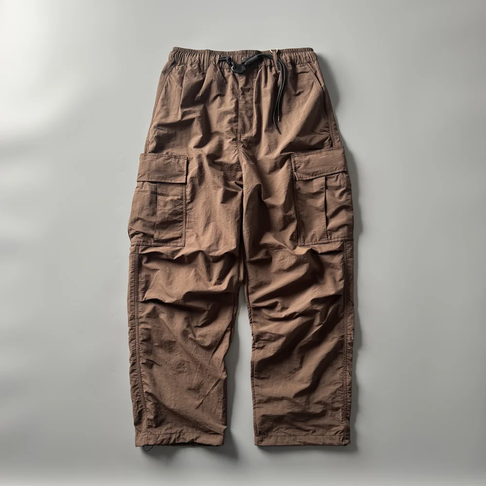 

Outdoor Workwear Pants Autumn Winter Double Layer Function Loose Straight Leg Utility Trousers Retro Patchwork Multiple Pocke...