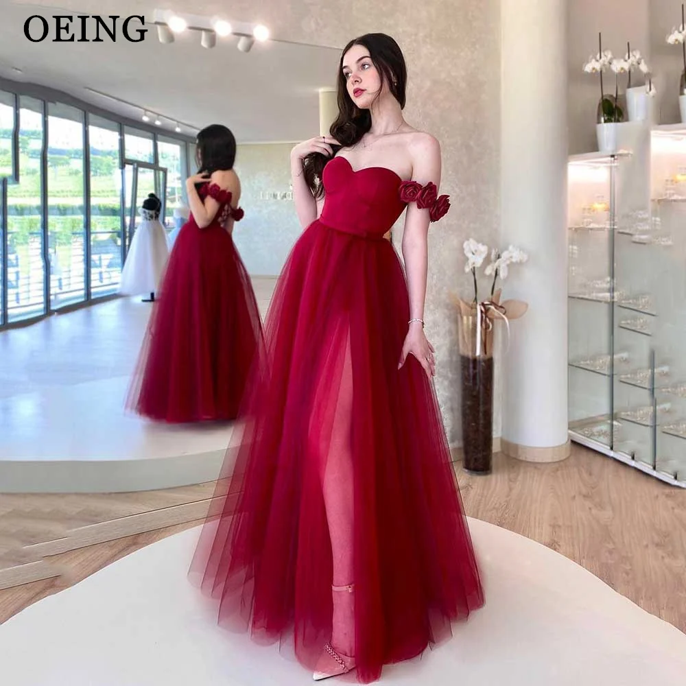 

OEING Princess Prom Dress Elegant Sweetheart 3D Flower Tulle Evening Dresses Gala Formal Occasion Gowns Vestidos De Fiesta