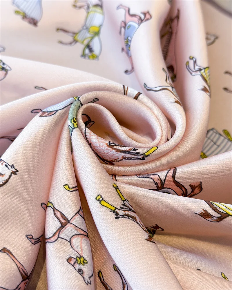 Summer Women's Imitation Silk Square Scarf Luxury Print Headbands Foulard Bandana Neck Kerchief Hairbands Fashion Accessory view 5
