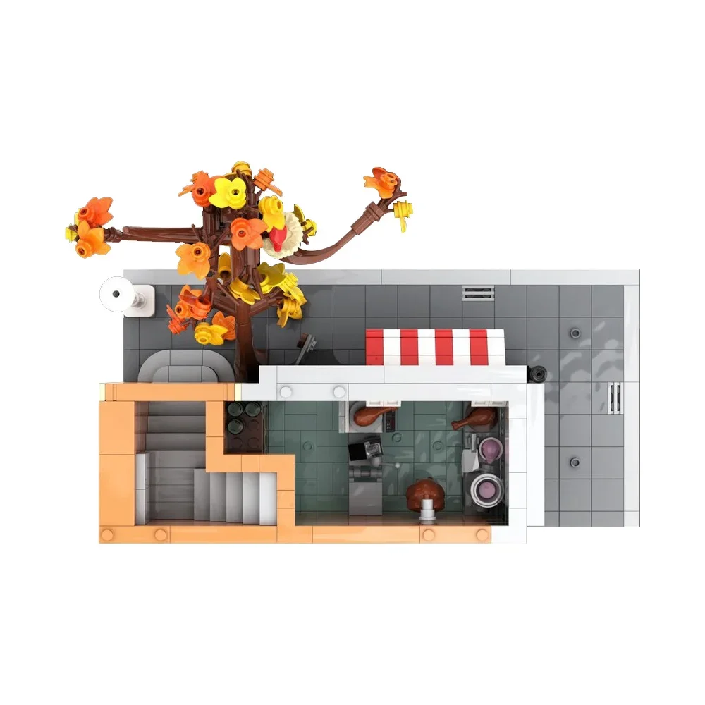 MOC Butcher Store Creatieve Varkensvlees Slager Leverancier Winkel Model Bouwstenen Architectuur Bakstenen Montage Speelgoed Verjaardag Kid Geschenken