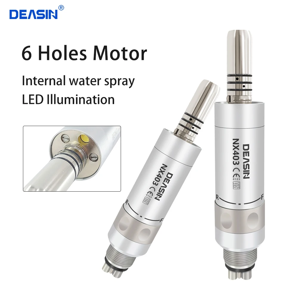 

Dental LED Fiber Optic Air Motor For Contra Angle Low Speed Handpiece Internal Water Spray 6 Holes E Type Air Motor