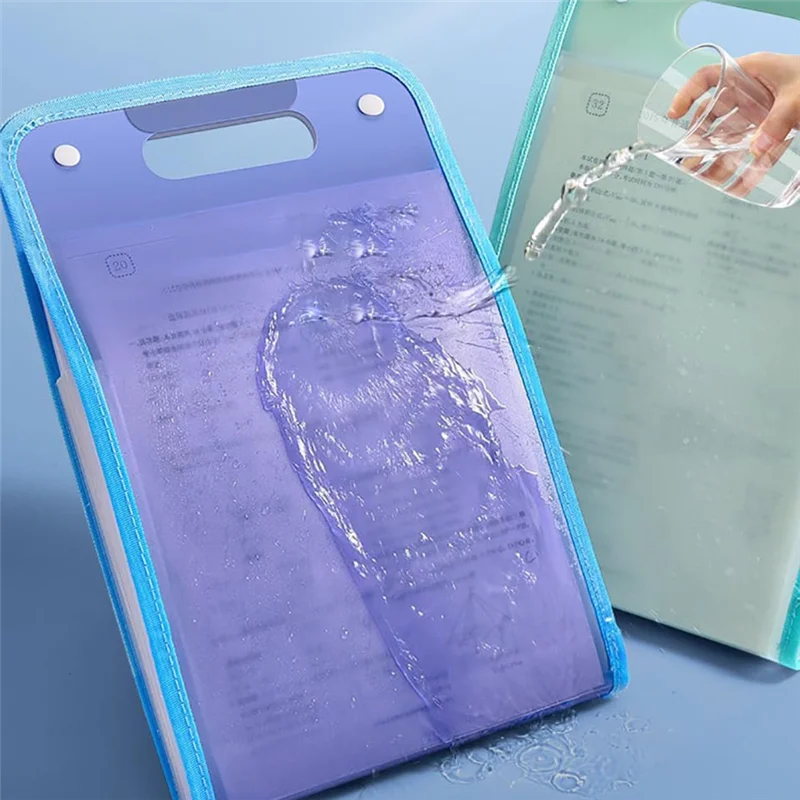 Cartella impermeabile estesa Well Made-4PCS, manager di file verticale con maniglia Cartelle da ufficio portatili multi-page A4 a 13 tasche