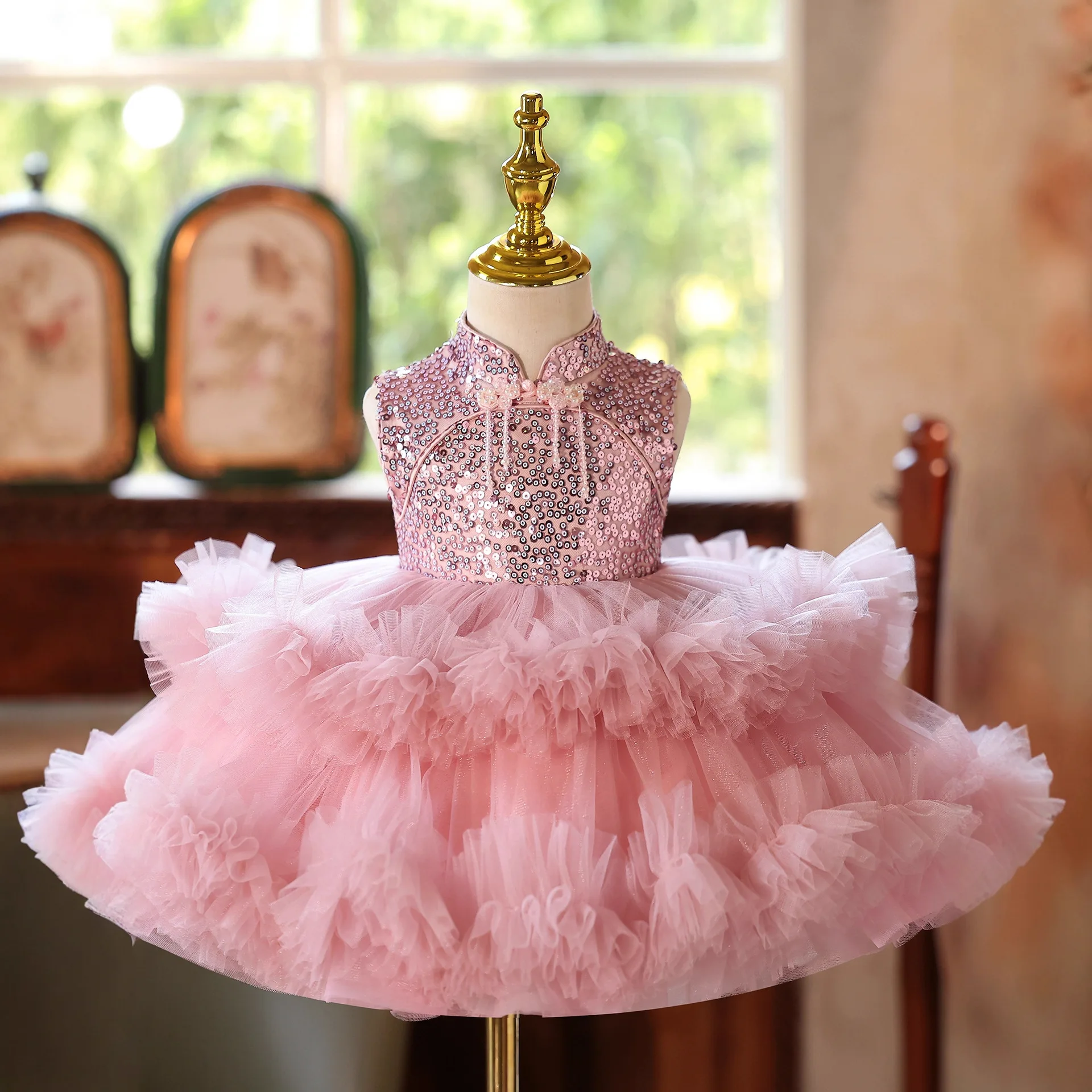 Flower Girls Wedding ELegant Princess Ball Gown Children Cute Birthday Piano Performance Dress g468