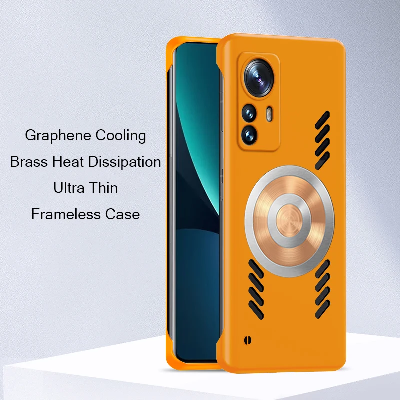 Brass Cooling Heat Dissipation Case for Xiaomi Mi 12S Ultra 12 Pro Case Frameless Graphene Cover Ultra Thin Casing Funda Capa