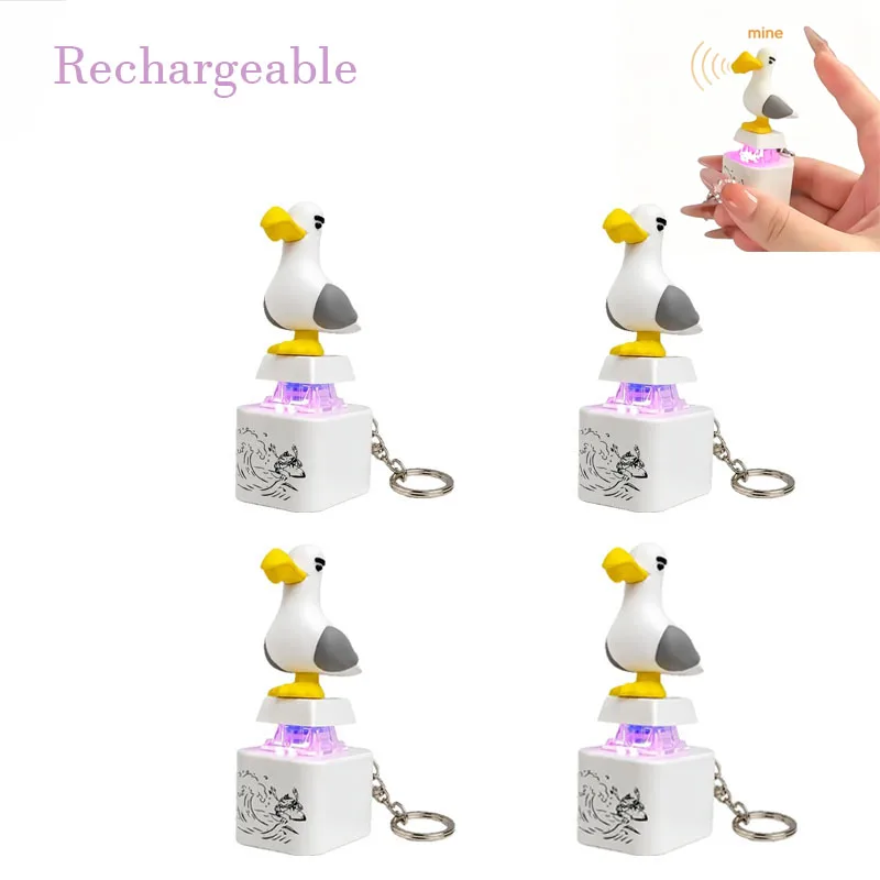 =**Mine Seagull Keycap Keychain Luminous Sounding Stress Relief Creative Fidget Toy Portable Electronic Pendant For Adult
