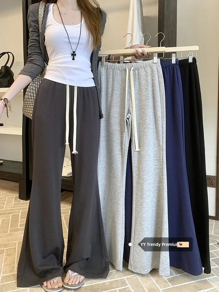 

Брюки Laid-ba с маской-манишкой, женские, повседневные, свободного кроя, удлиненные, с эластичным поясом на шнурке, универсальные, весенняя мода