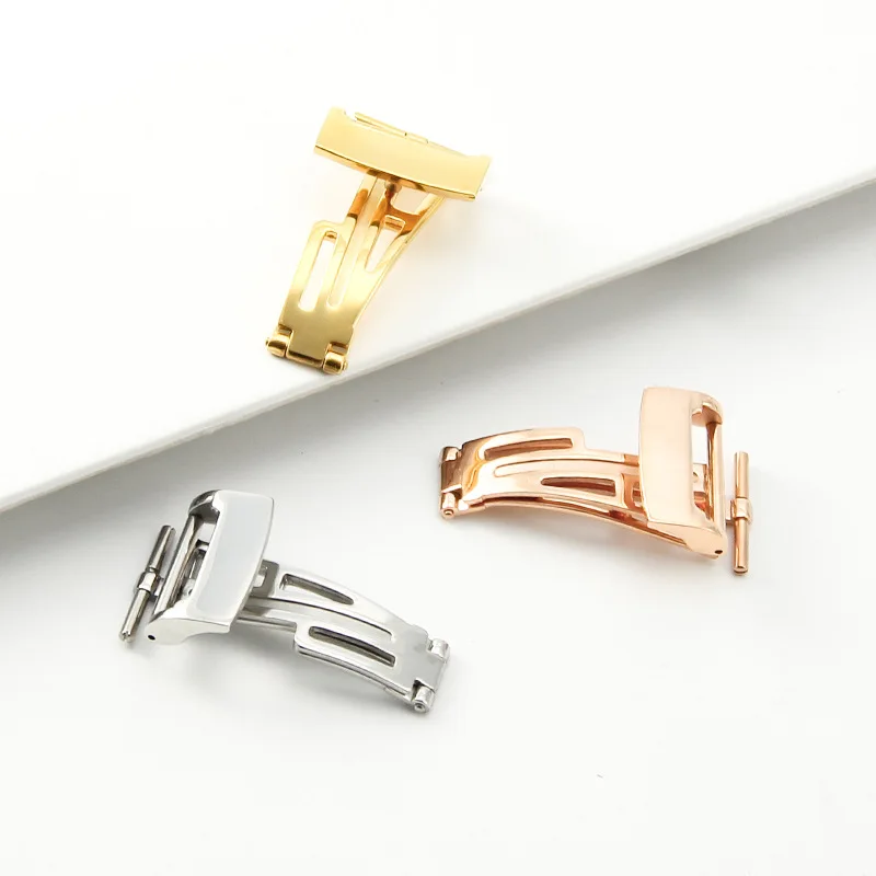 ل AP رويال أوك حزام عالمي 18 مللي متر إكسسوارات الساعة الذهبي الوردي الفضة جلد طبيعي المطاط الساعات مشبك قابل للطي